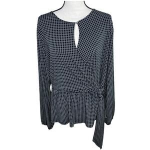 Michael Kors Faux Wrap Top Black & White Size 2X